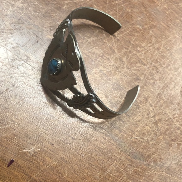 Arrowhead Spearpoint Navajo Native Silver plated bronze turquoise bracelet